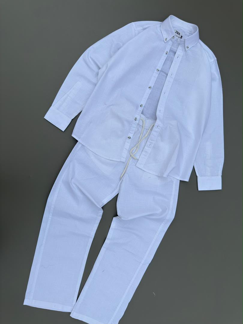 Men’s Plain Linen Long-Sleeve Shirt