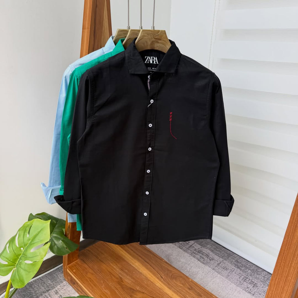 Men’s Plain Linen Long-Sleeve Shirt