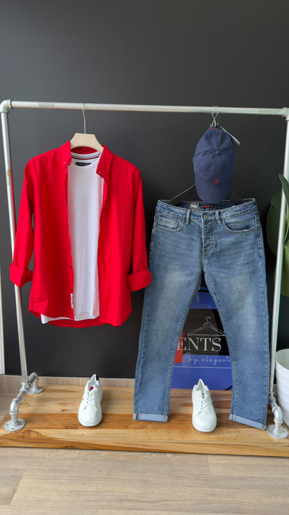 Men’s Plain Linen Long-Sleeve Shirt