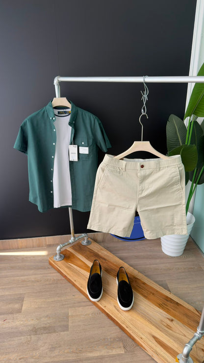 Men’s Plain Linen Short-Sleeve Shirt