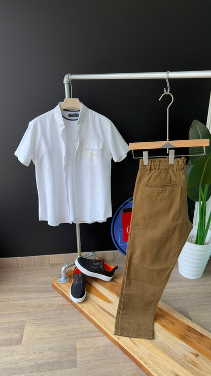 Men’s Plain Linen Short-Sleeve Shirt