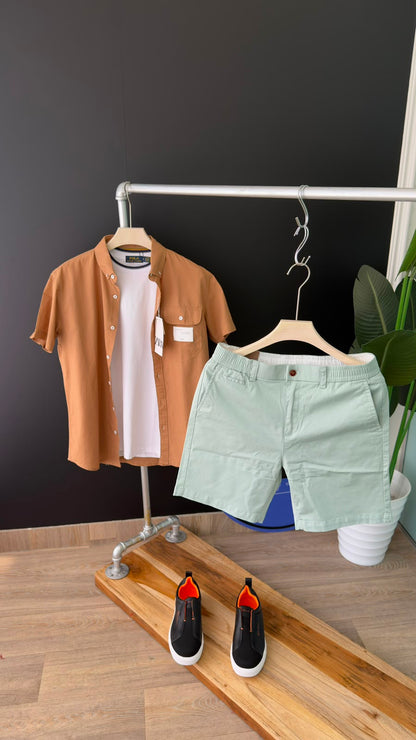 Men’s Plain Linen Short-Sleeve Shirt
