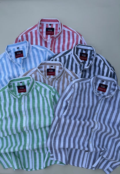 Men’s Striped Linen Shirt – Lightweight Breathable Smart-Casual Shirt