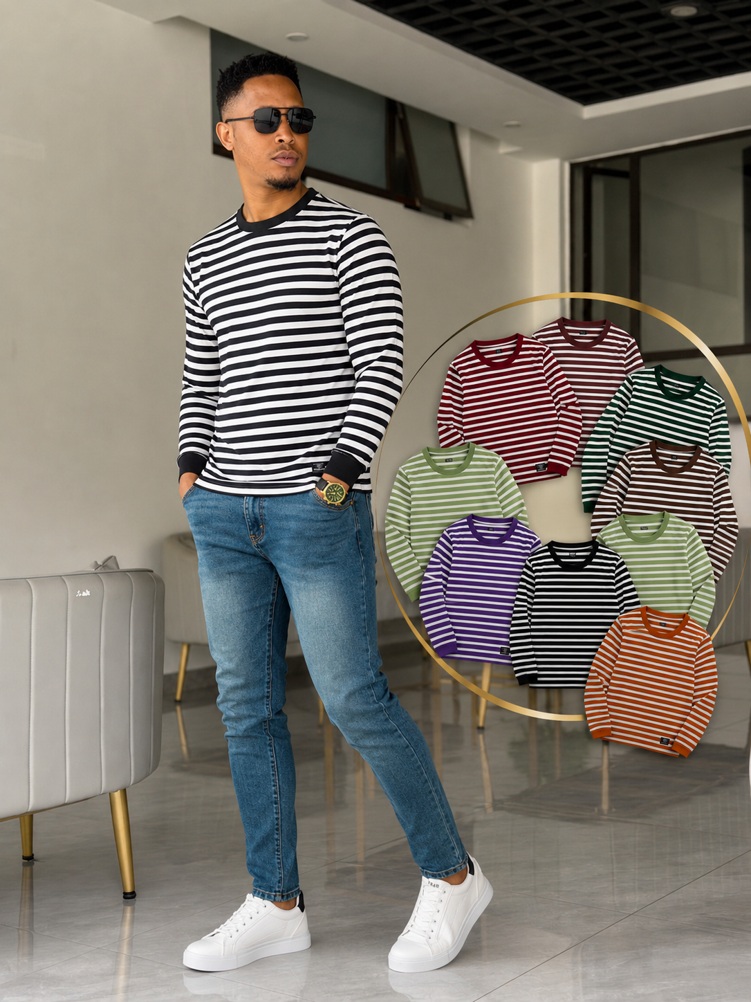 Men’s Striped Long-Sleeve Shirt