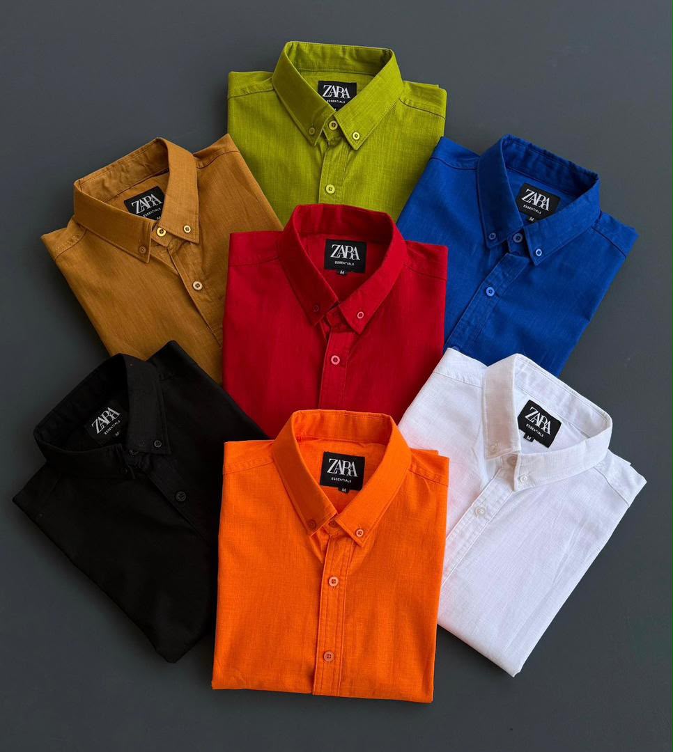 Men’s Plain Linen Long-Sleeve Shirt