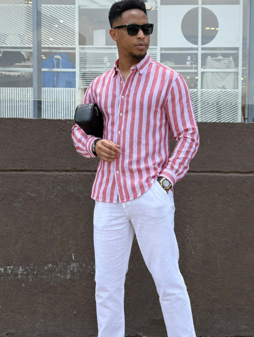 Men’s Striped Linen Shirt – Lightweight Breathable Smart-Casual Shirt