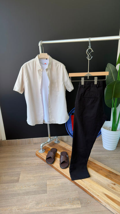 Men’s Plain Linen Short-Sleeve Shirt