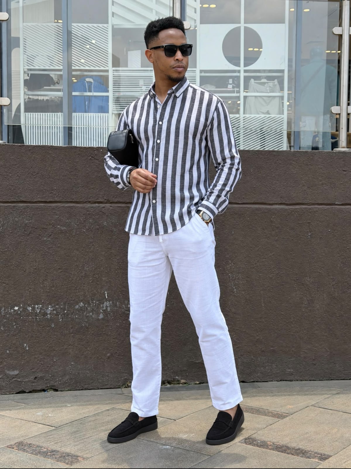 Men’s Striped Linen Shirt – Lightweight Breathable Smart-Casual Shirt
