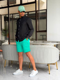 Vibrant turquoise/green tailored shorts