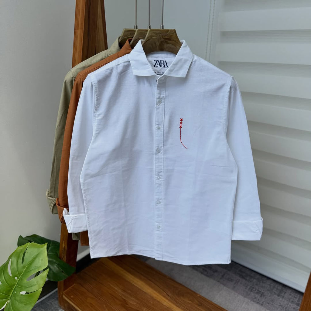 Men’s Plain Linen Long-Sleeve Shirt