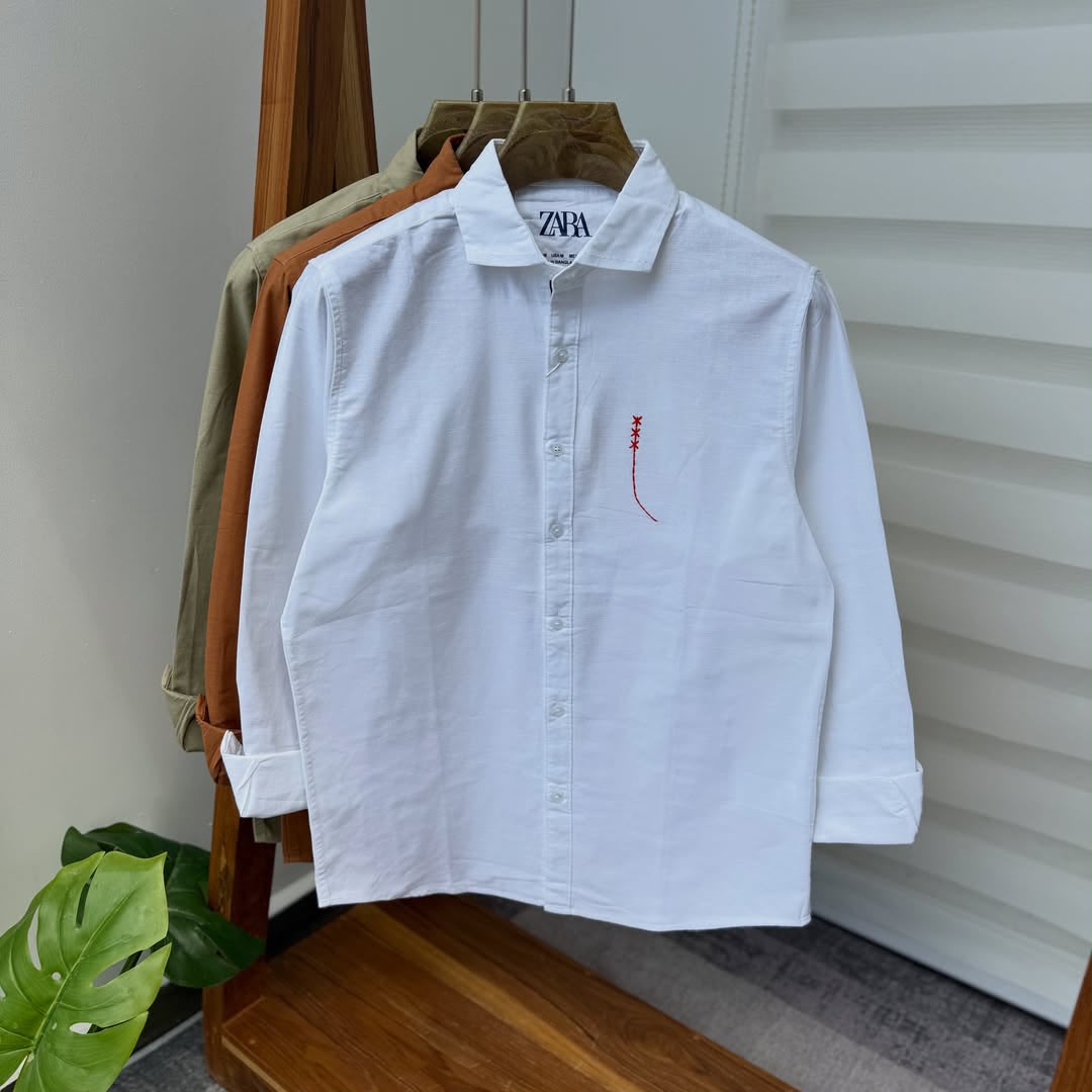 Men’s Plain Linen Long-Sleeve Shirt
