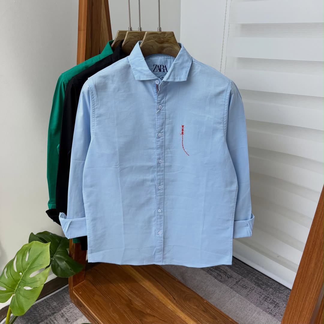 Men’s Plain Linen Long-Sleeve Shirt