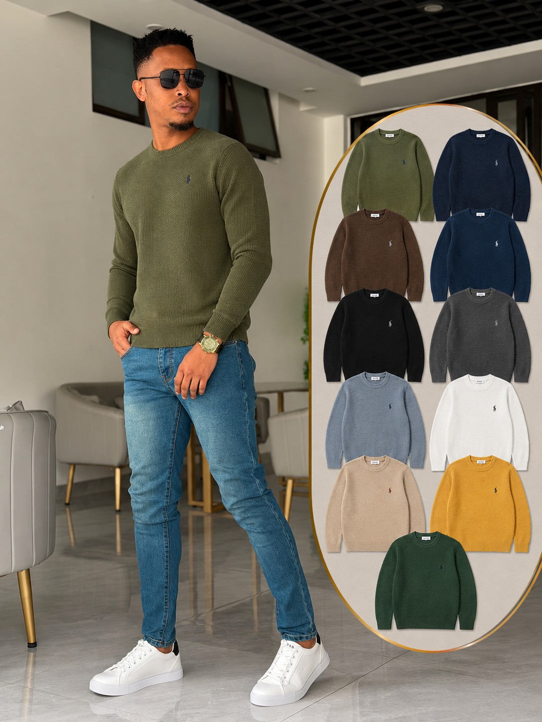 Men’s Round-Neck Cardigan Sweater