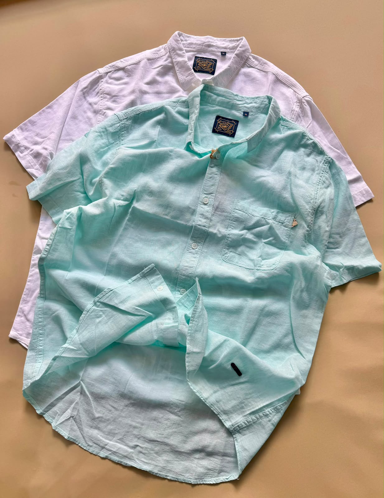 Men’s Plain Linen Short-Sleeve Shirt