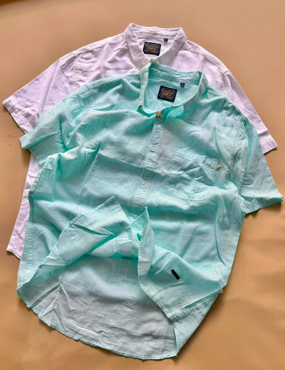 Men’s Plain Linen Short-Sleeve Shirt