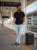 Classic black short-sleeve polo shirt
