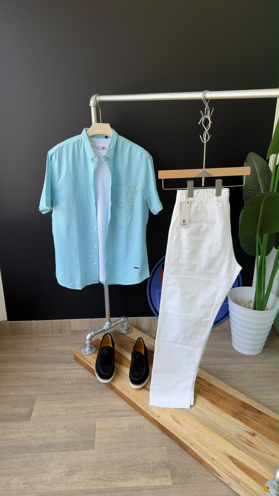 Men’s Plain Linen Short-Sleeve Shirt