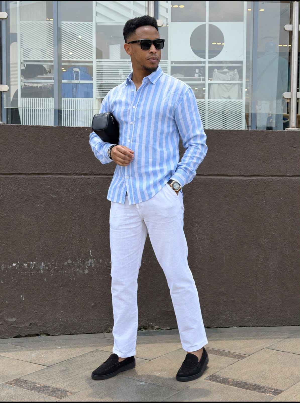 Men’s Striped Linen Shirt – Lightweight Breathable Smart-Casual Shirt